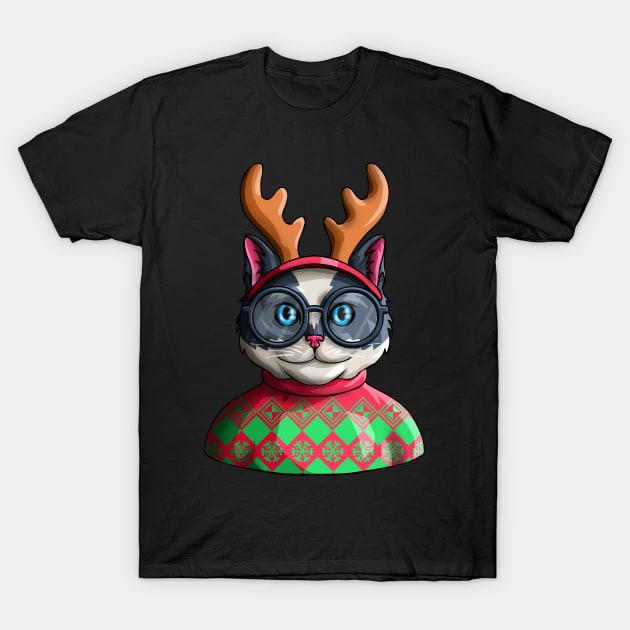 Ugly Christmas Cat Kitty Novelty Meeowee Catmas Gift T-Shirt by Blink_Imprints10